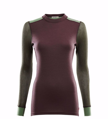 Aclima Woolnet Hybrid Crew Neck Woman Fudge/Dill/Olive Night