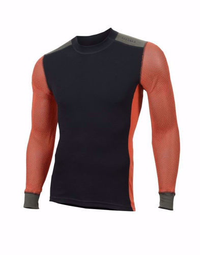 Aclima Woolnet Hybrid Crew Neck Man Jet Black/Poinciana/Olive Night