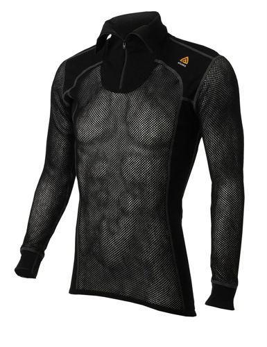 Aclima Woolnet Polo W/zip Man Black