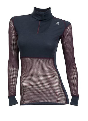 Aclima Woolnet Polo Zip Woman B.Berrywine/Periscope