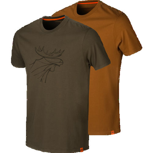 Härkila Graphic T-Shirt 2-pack Willow Green/Rustic Clay