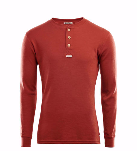 Aclima WarmWool Granddad shirt, Man Red Ochre