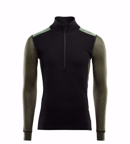 Aclima Woolnet Hybrid Mock Neck w/zip Man Jet Black/Olive Night/Dill XXL